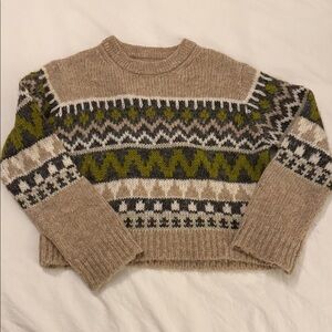 EUC Velvet Knit Sweater in Beige and Olive